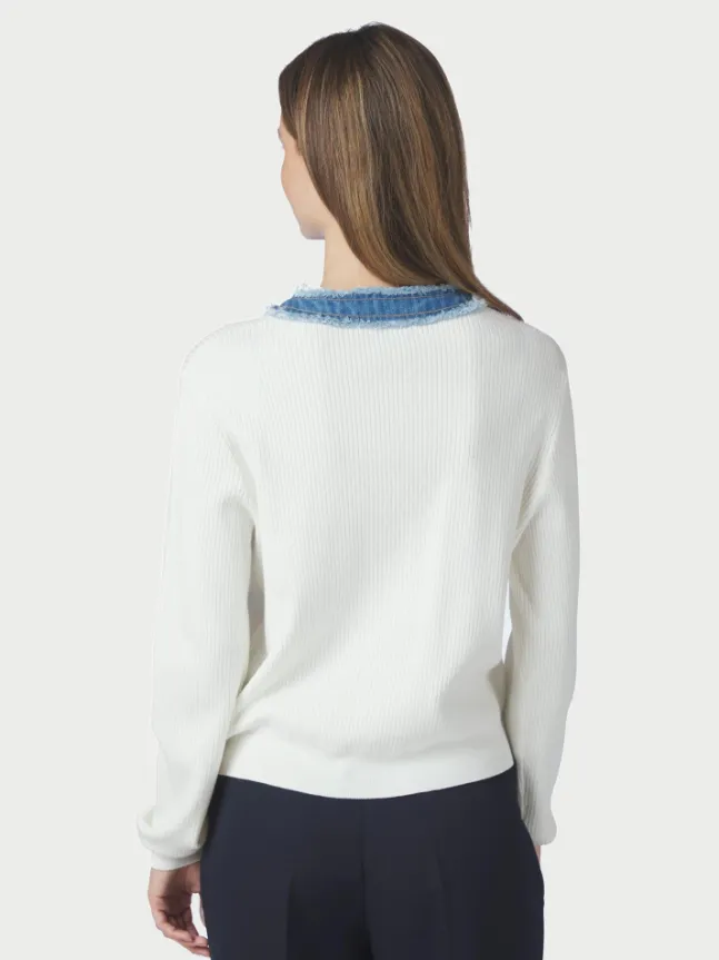 Zelma Knit Denim Cardigan Offwhite