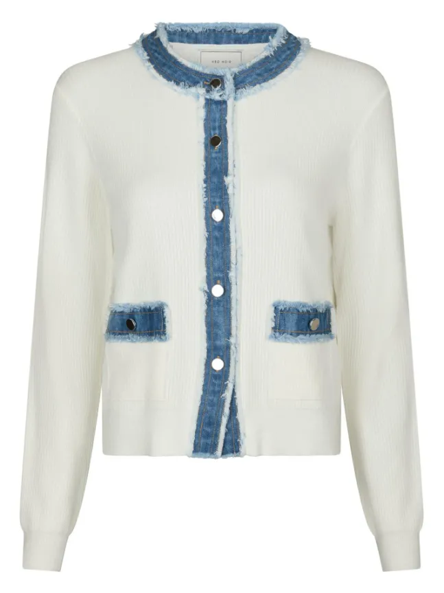 Zelma Knit Denim Cardigan Offwhite