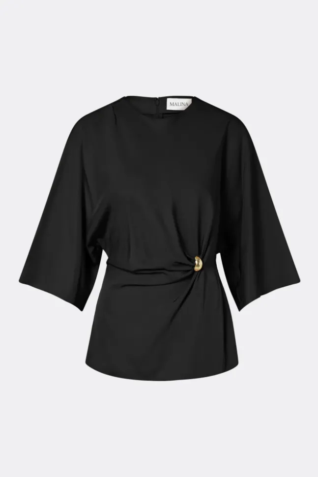 Zilla Brooch Detailed Blouse Black