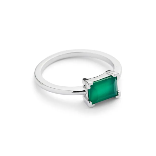 Zip Ring silver Green Onyx