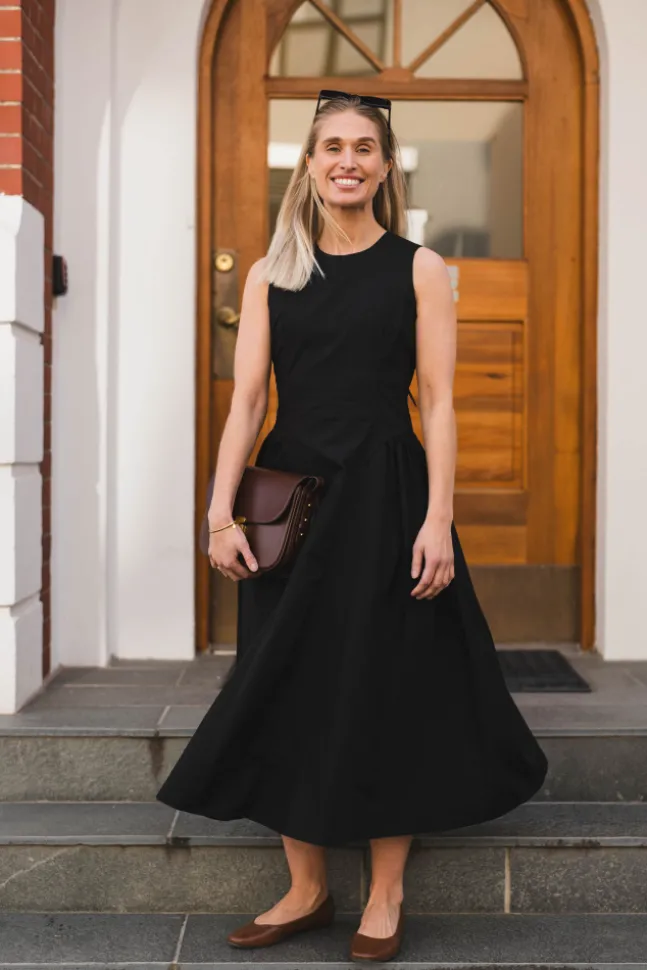 Zora Poplin Dress Black