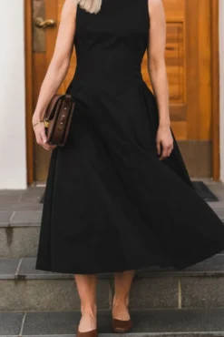 Zora Poplin Dress Black